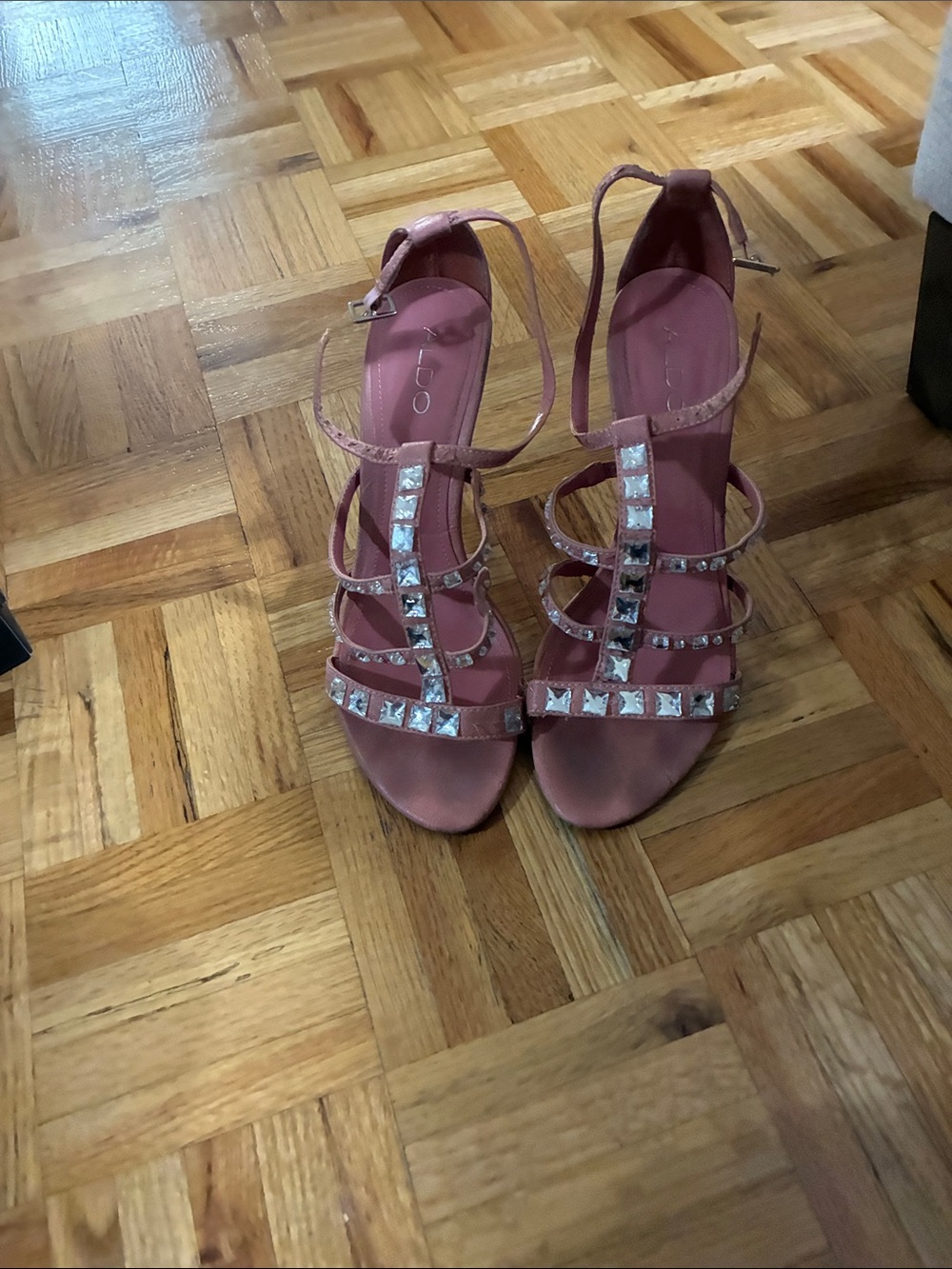 Aldo Rose Pink Jeweled Strappy Heels